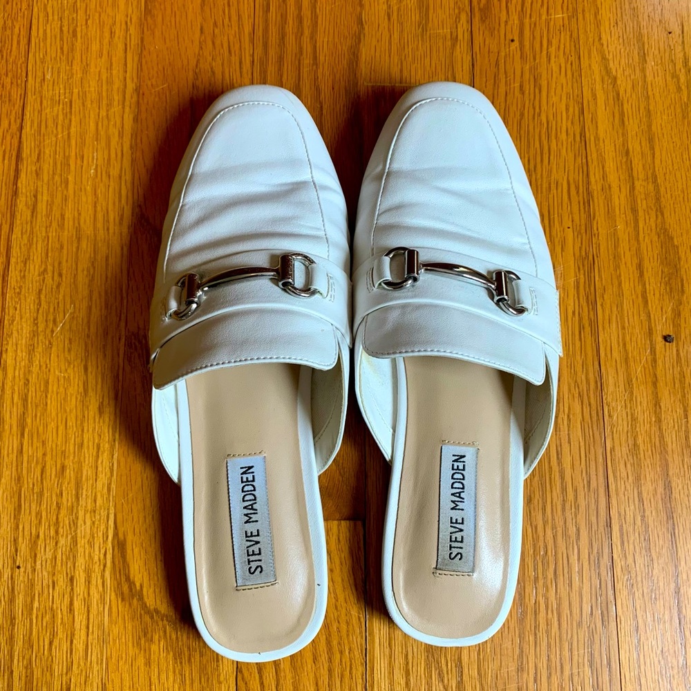 Steve Madden White Mules